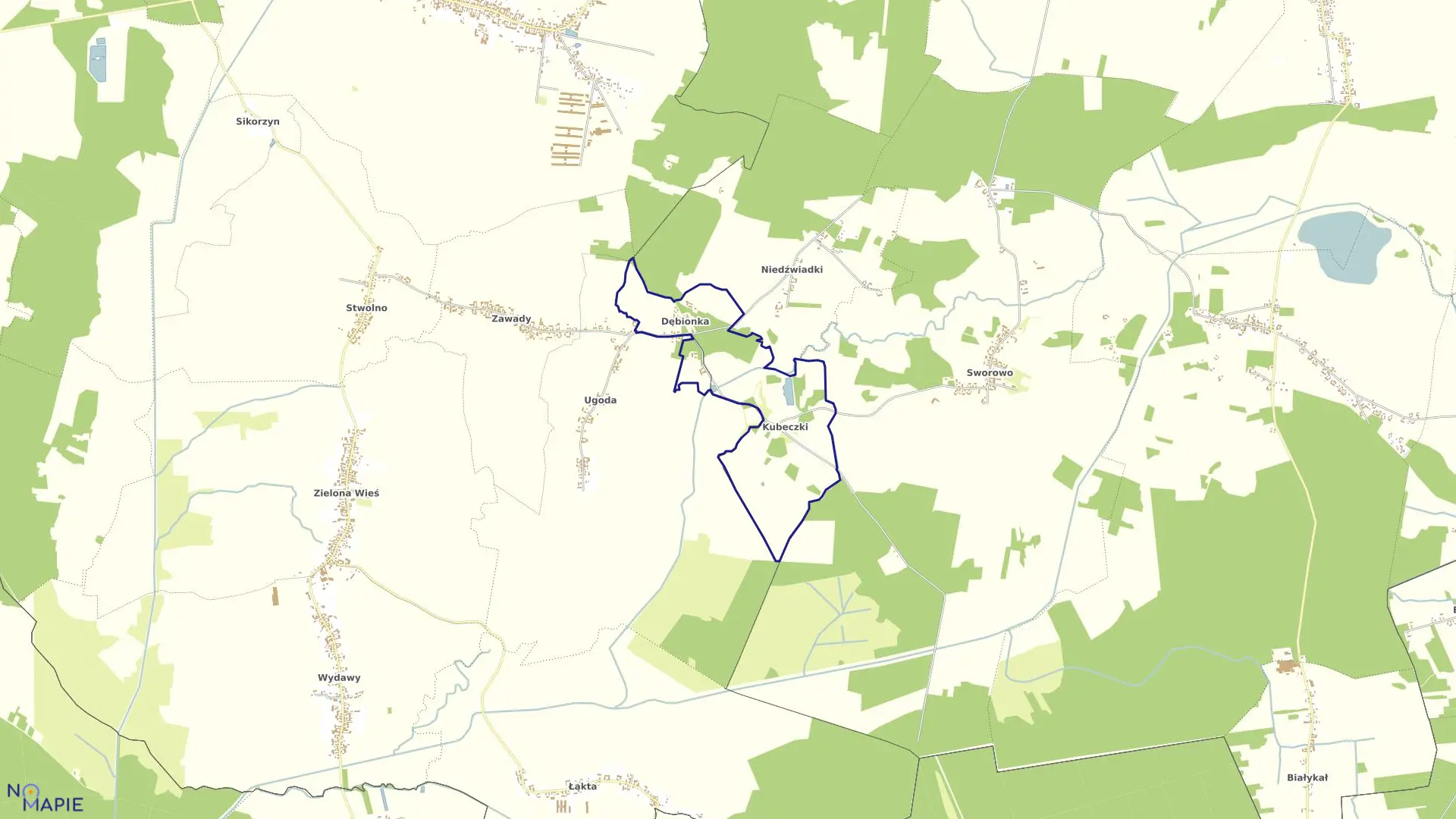 Mapa obrębu Kubeczki w gminie Pakosław